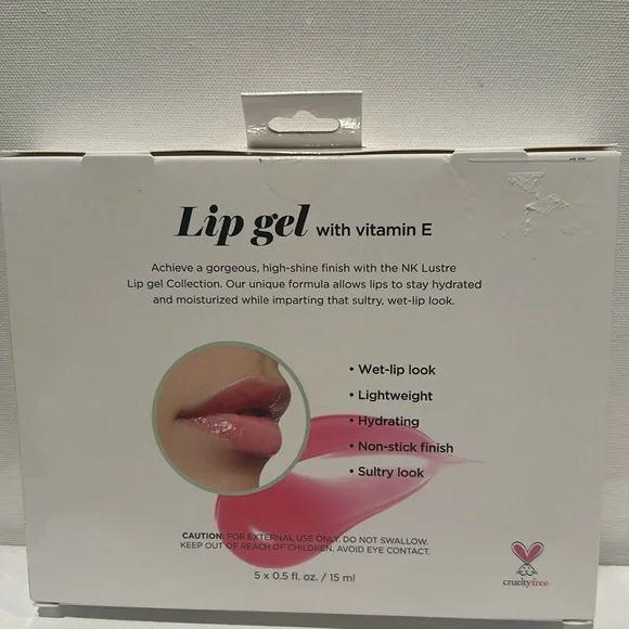 NK Makeup Lustre Lip Gel (5) piece collection in Aloe, strawberry, bubble gum. - Picture 2 of 2